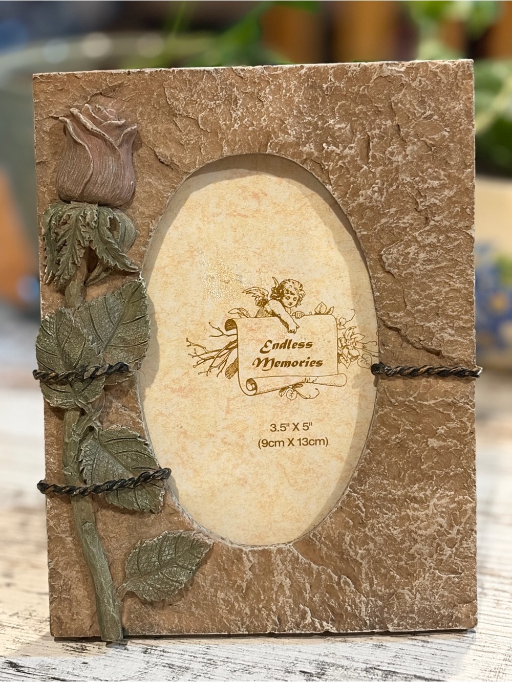 Whimsigoth Oval 3D Resin Picture Frame Rose & Twisted Wire